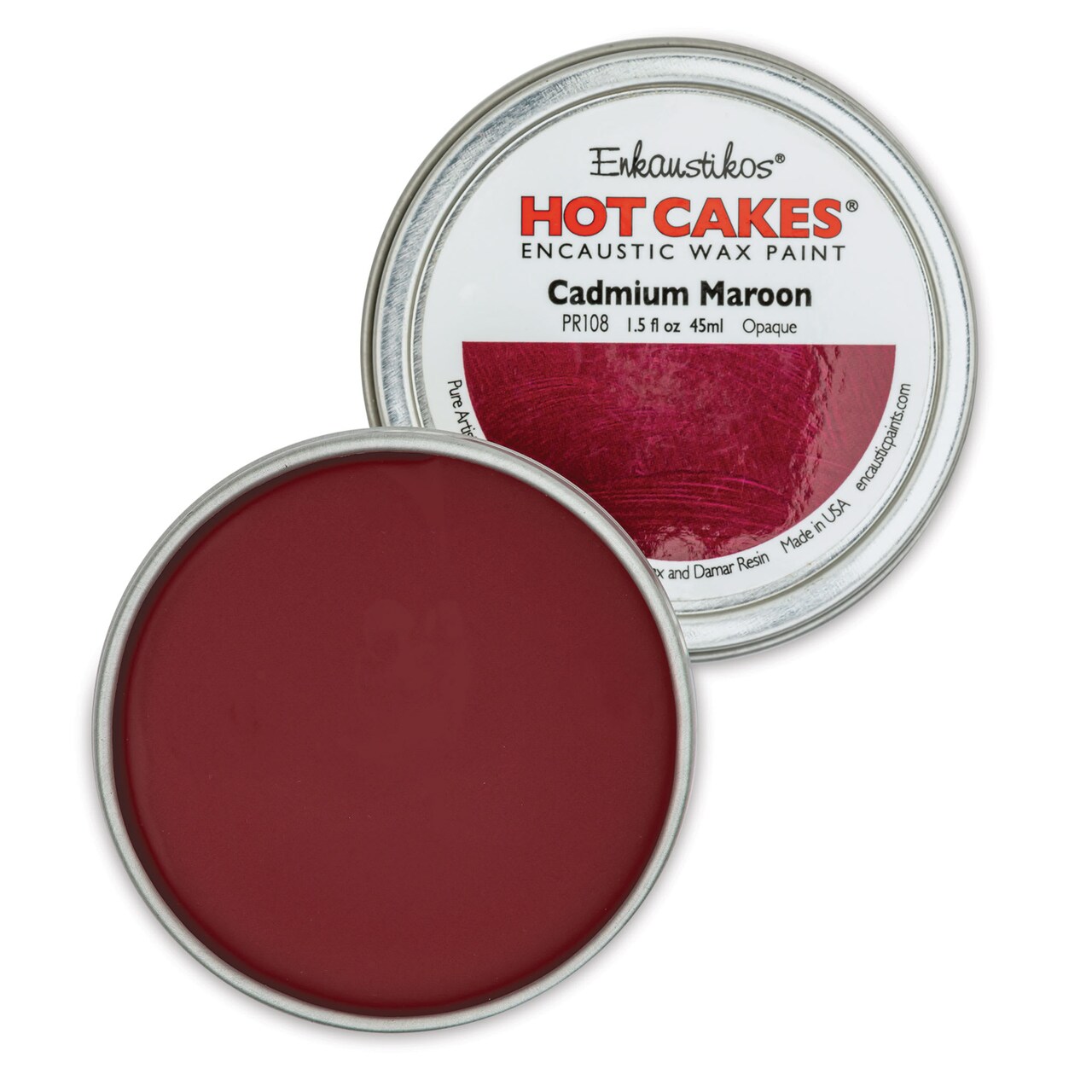 Enkaustikos Hot Cakes Encaustic Paint - Cadmium Maroon, 45 ml tin